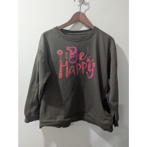 NATURAL LIFE Brown Oversized 3/4 Sleeve Sweatshirt - Picture 2 of 3